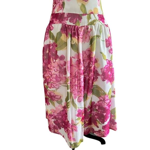 Tessuto Strapless Pink Floral Dress - Size 8 - Picture 5 of 6